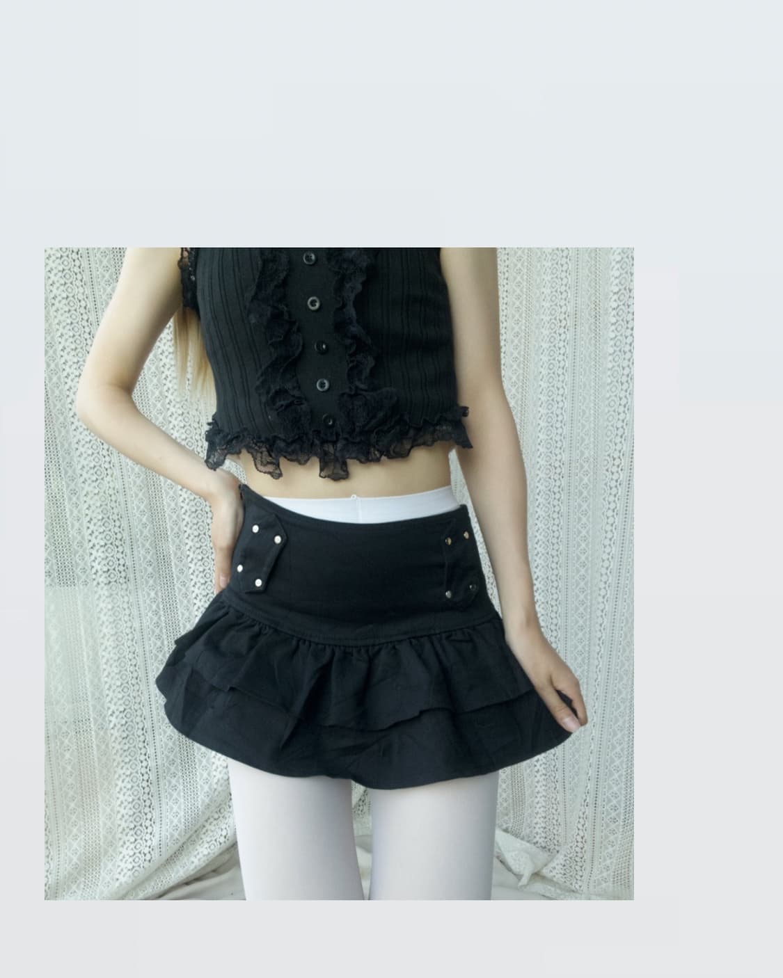 Black Ruffle Mini Skirt 러플 미니 스커트 상품이미지2