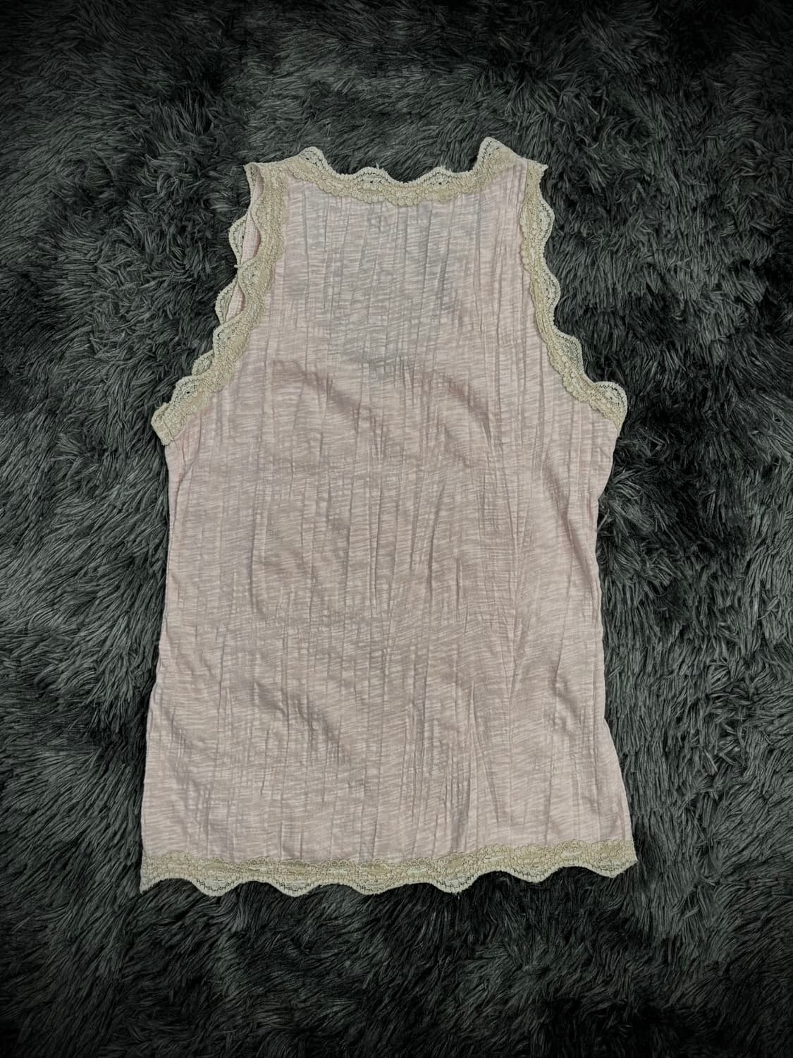 레이스 트리밍 크리운 그래픽 슬리브리스 상품이미지3