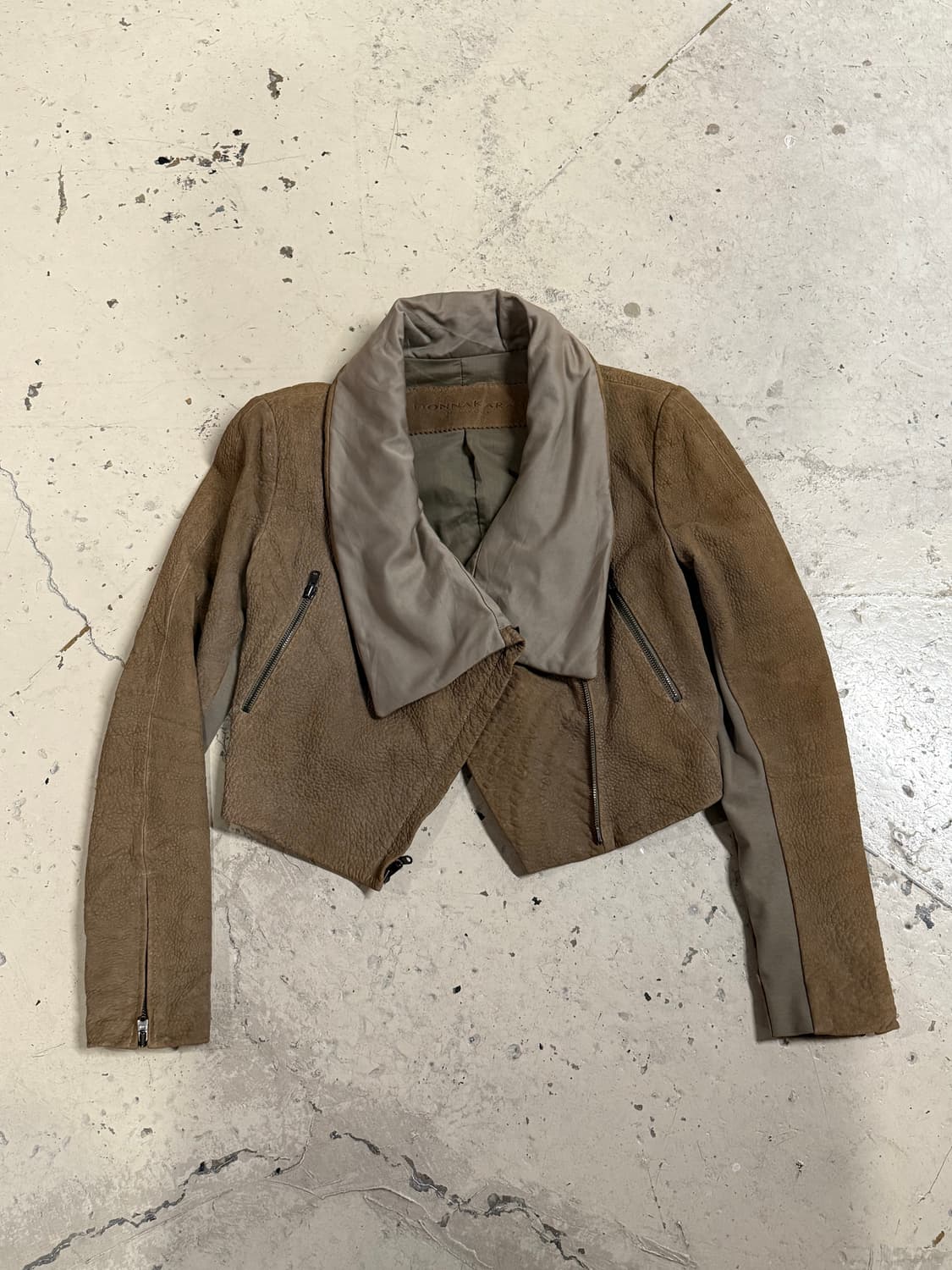 Donna Karan drape collar leather jk 상품이미지6