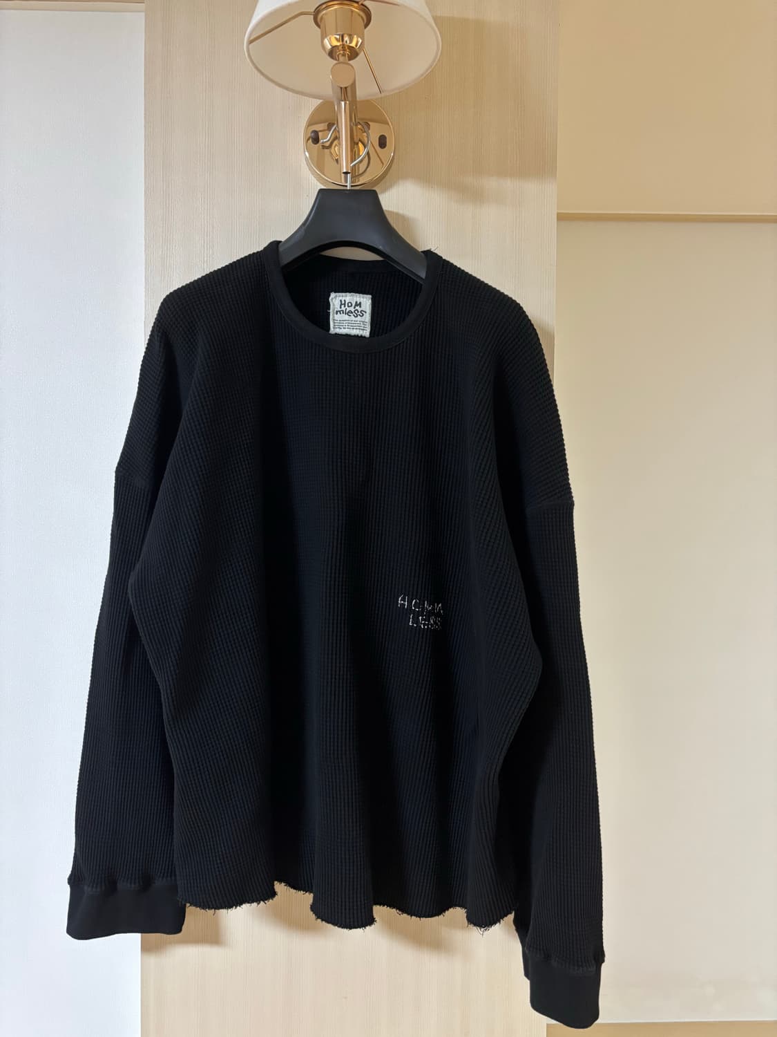 홈리스 와플 롱슬리브 블랙 상품이미지2