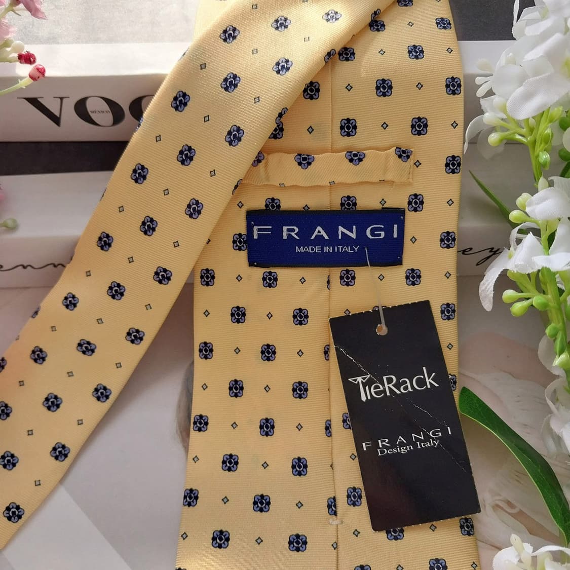 프란지 실크 레몬 플라워 모티브 넥타이 9.3cm 새제품 K1630
 상품이미지6