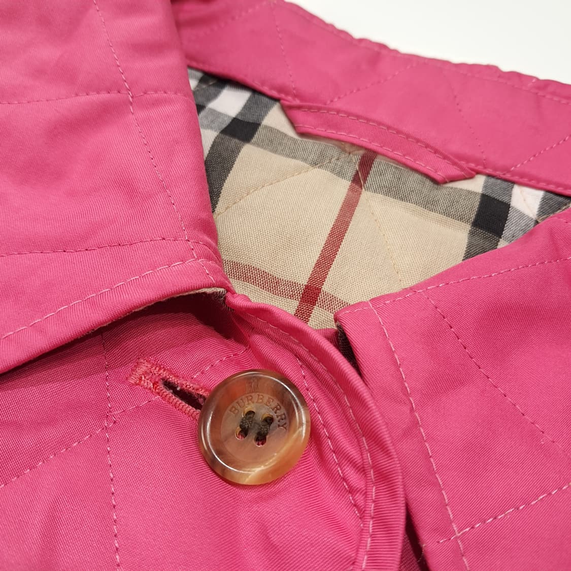 CL904 M 버버리 90s 영국판 퀼팅 노바체크 핑크 자켓 아우터 상품이미지3