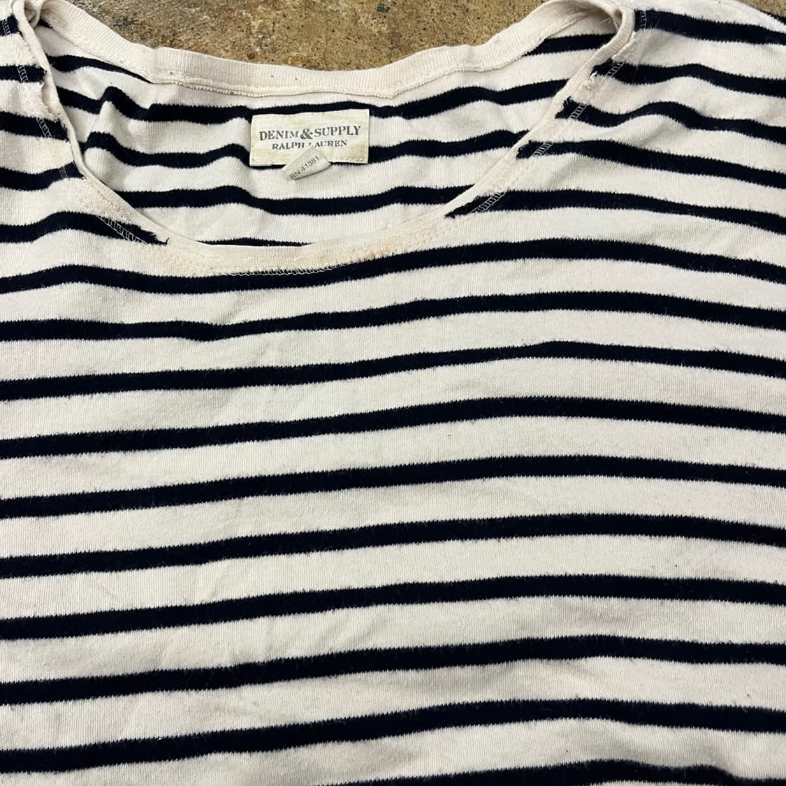 폴로 데님앤서플라이 스트라이프 흰검 화이트 블랙 긴팔 티셔츠 상품이미지7