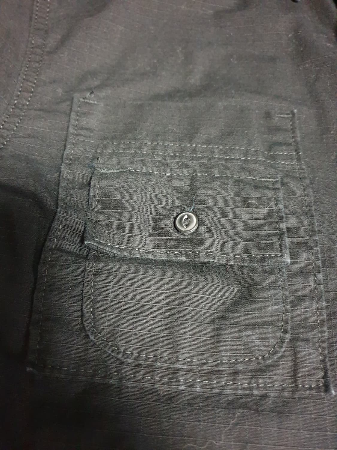 (단종매물) 반스 립스탑 로고패치 더블포켓 워크 반팔셔츠 블랙 (L) 상품이미지3