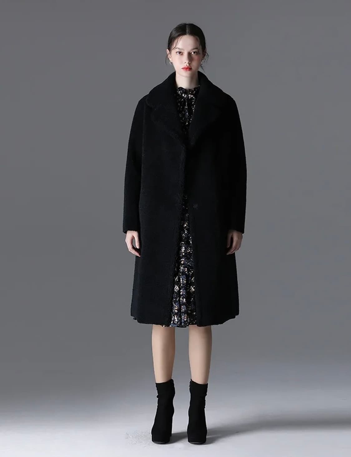 [최상급] 쉬즈미스 핸드메이드 양면코트 / 무스탕 부클 코트 다크네이비 상품이미지1