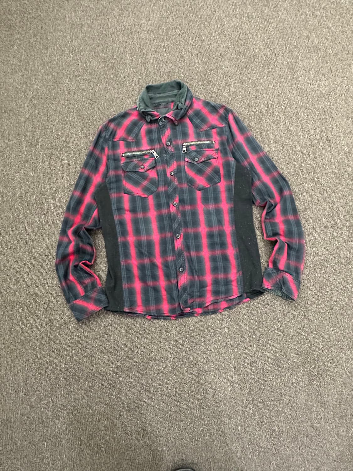 L)In the attic vintage 지퍼 디테일 체크 셔츠 상품이미지1