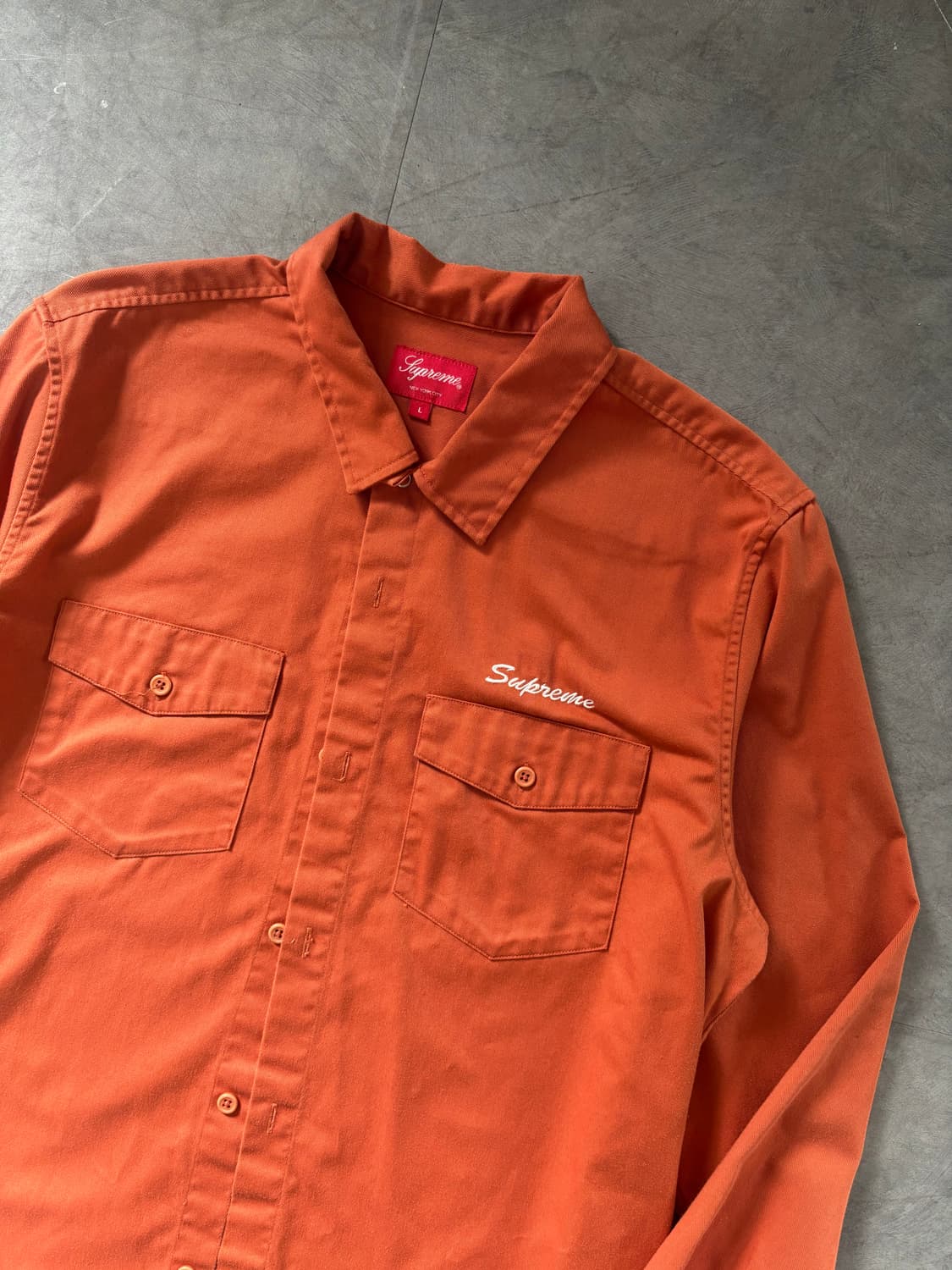 Supreme 슈프림 로고 오렌지 컬러 워크 셔츠 상품이미지5