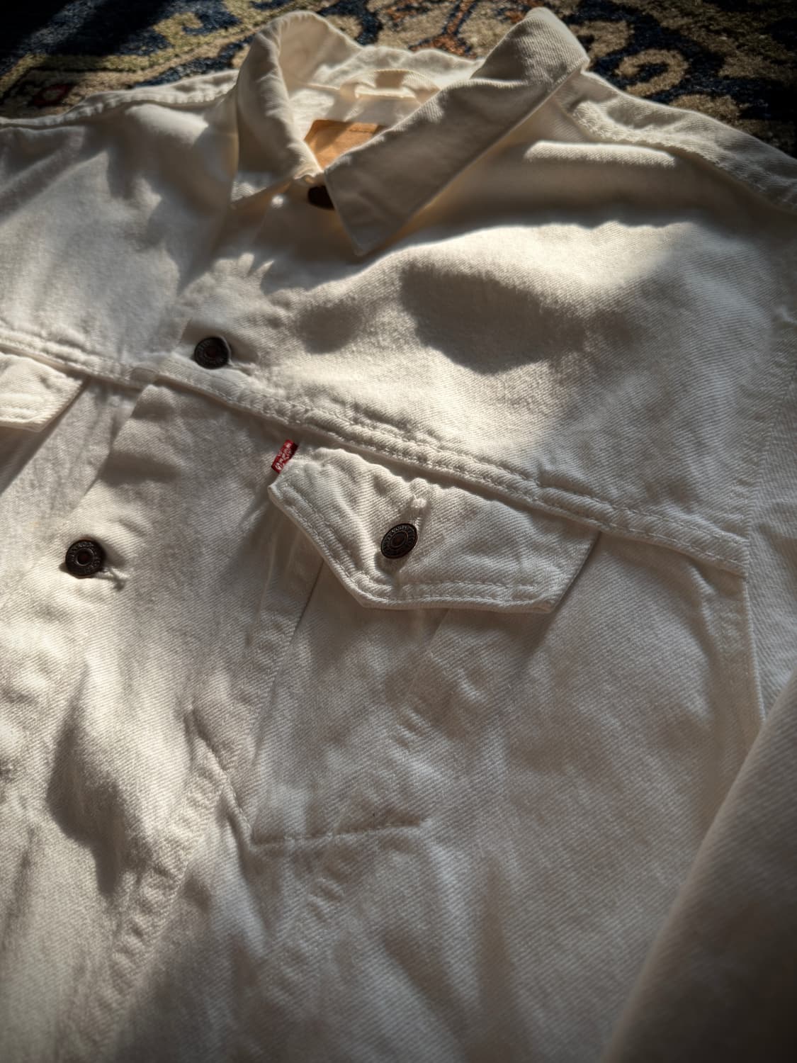 90s USA 리바이스 70507-0251 화이트 코튼트윌 트러커 자켓 상품이미지4