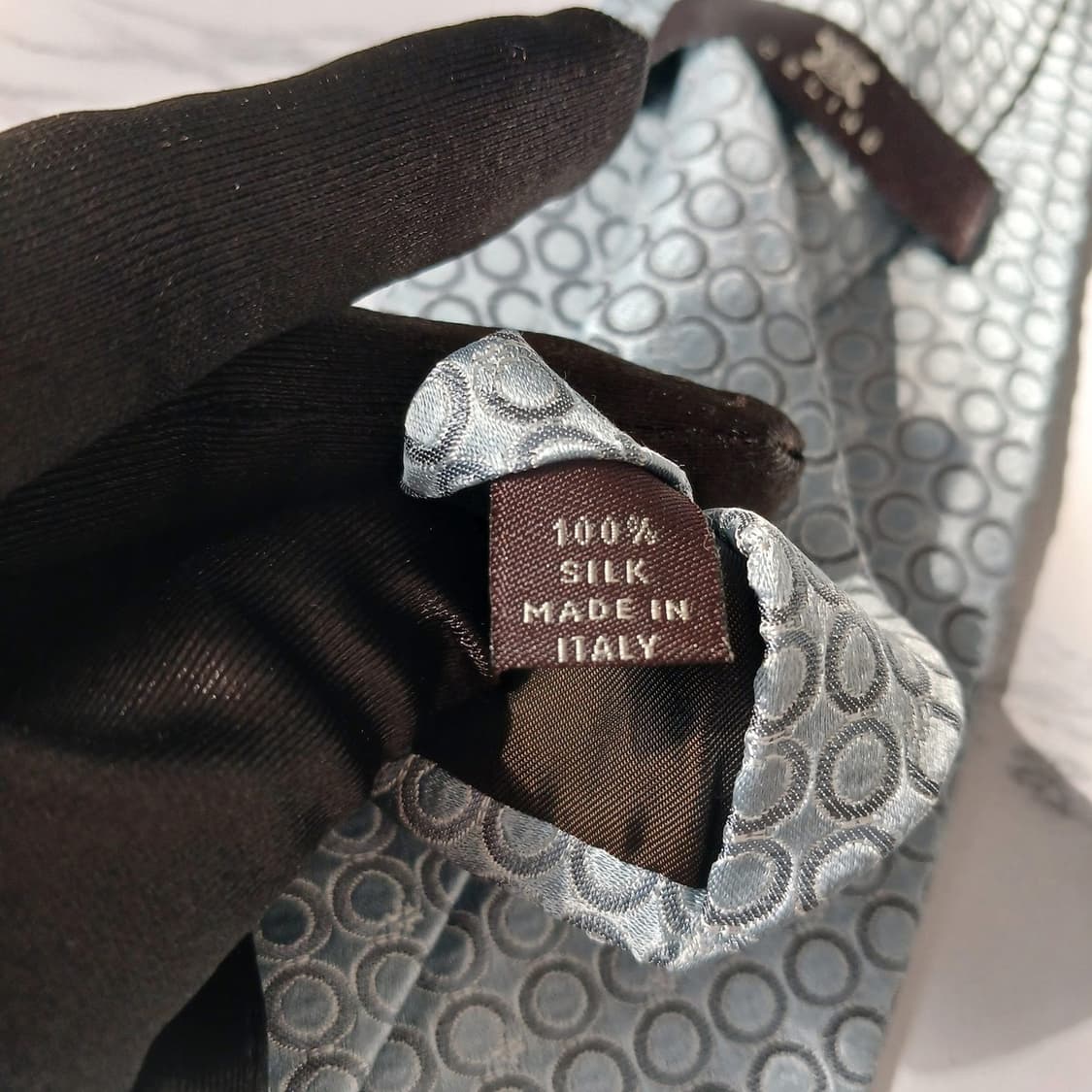 셀린느 실크 블루 트리오페 패턴 넥타이 8.9cm A+등급 E894
 상품이미지10