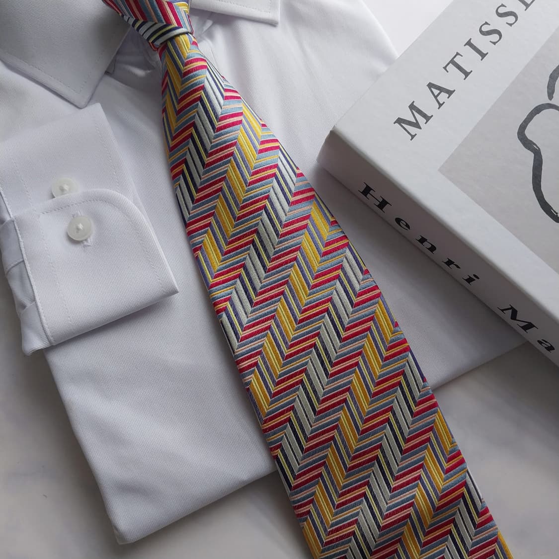 미쏘니 실크 옐로우&핑크 헤링본 넥타이 9.5cm A+등급 K1274
 상품이미지8