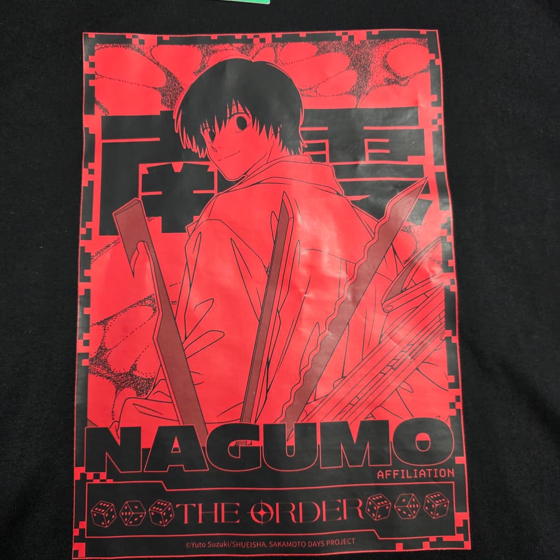 0166 [사카모토  데이즈] 나가모  캐릭터 블랙 반팔 티셔츠 공용 상품이미지6