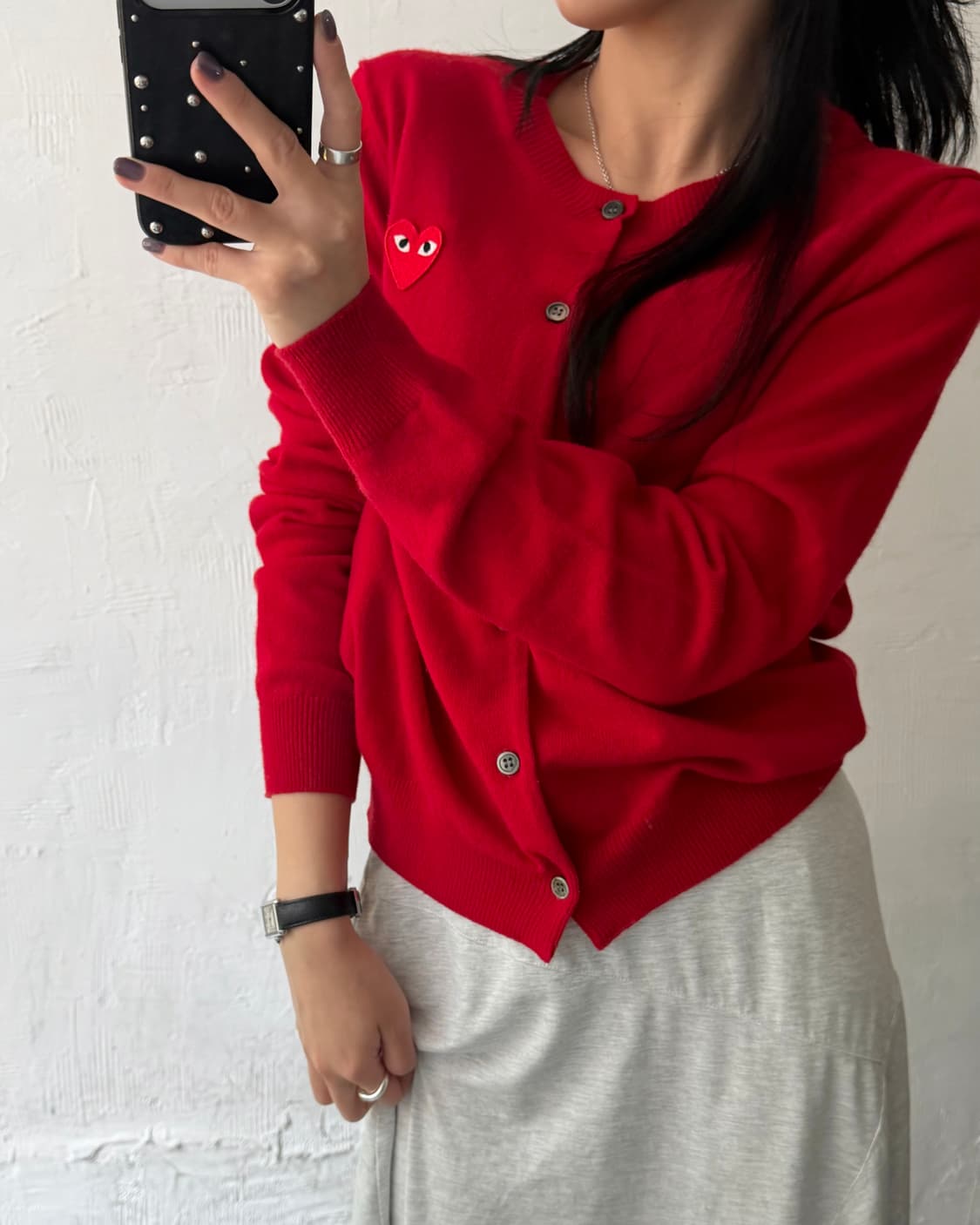 COMMEdesGARCONS 꼼데가르송 레드와펜 레드컬러 울 유넥 가디건 상품이미지6