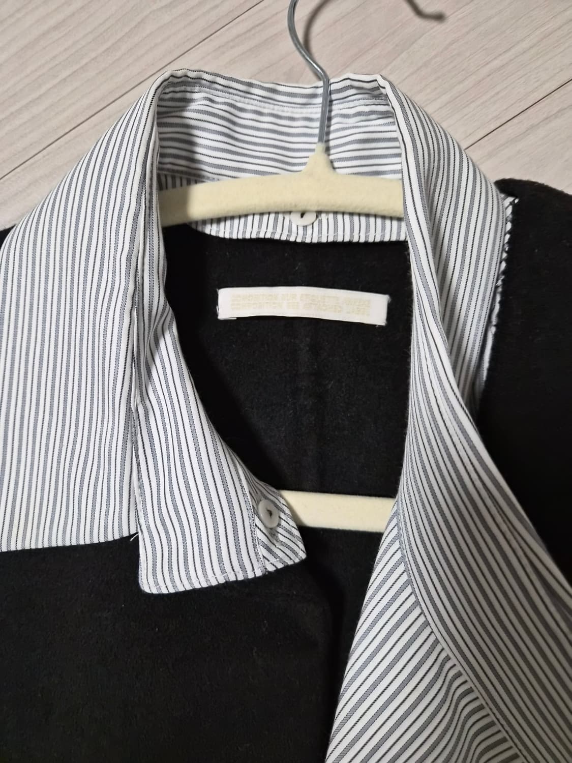 캐시미어 혼방 셔츠 레이어드 노칼라 코트 상품이미지2