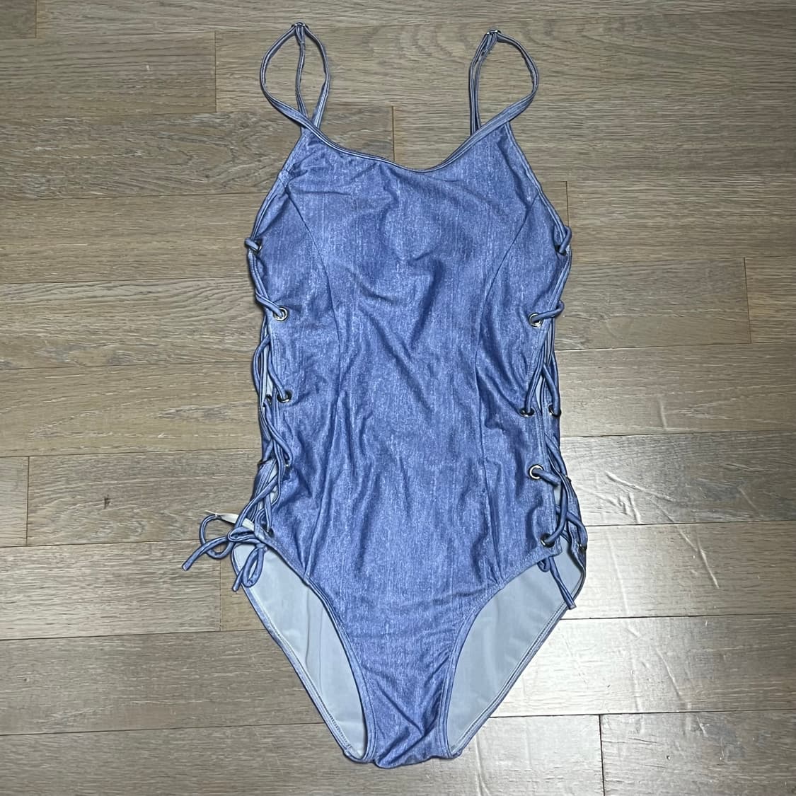 빈티지 데님프린트 아일렛 원피스 수영복 스윔수트 상품이미지1