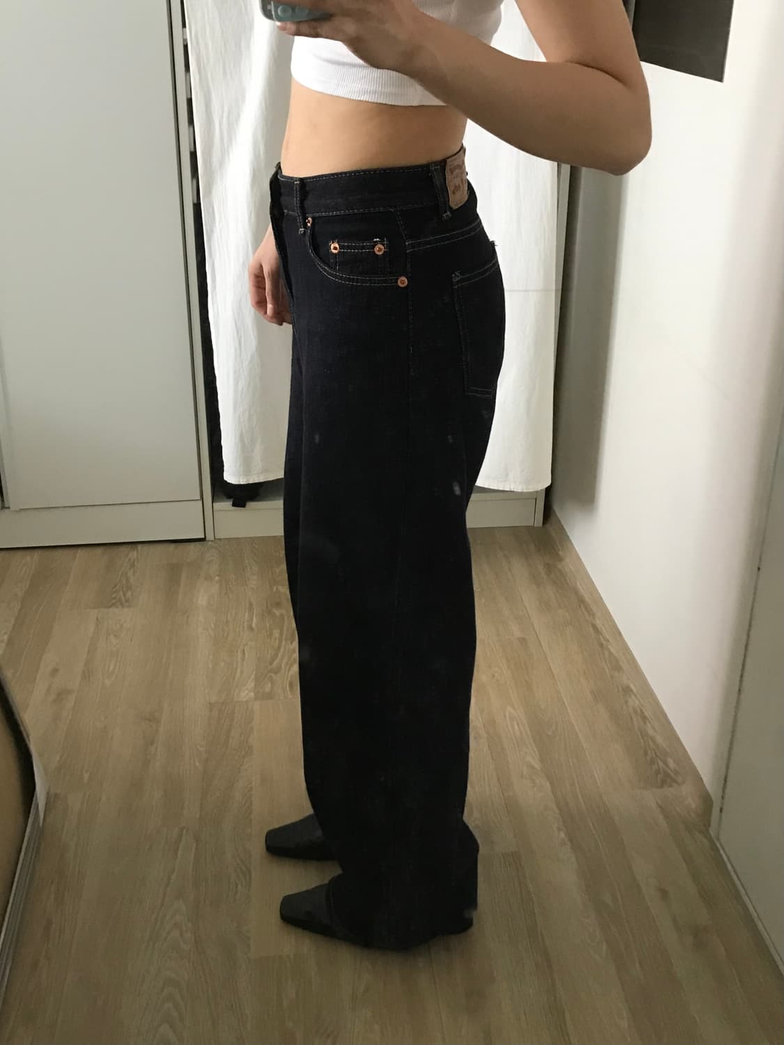 생지 데님 롱와이드 팬츠 상품이미지5