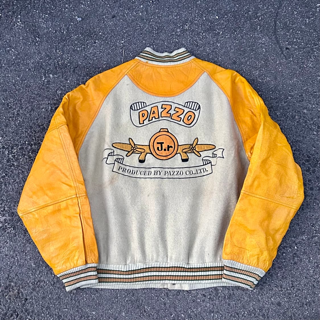 80s PAZZO 일본빈티지 가죽 자수 올드스쿨 바시티 스타디움 자켓 L 상품이미지1