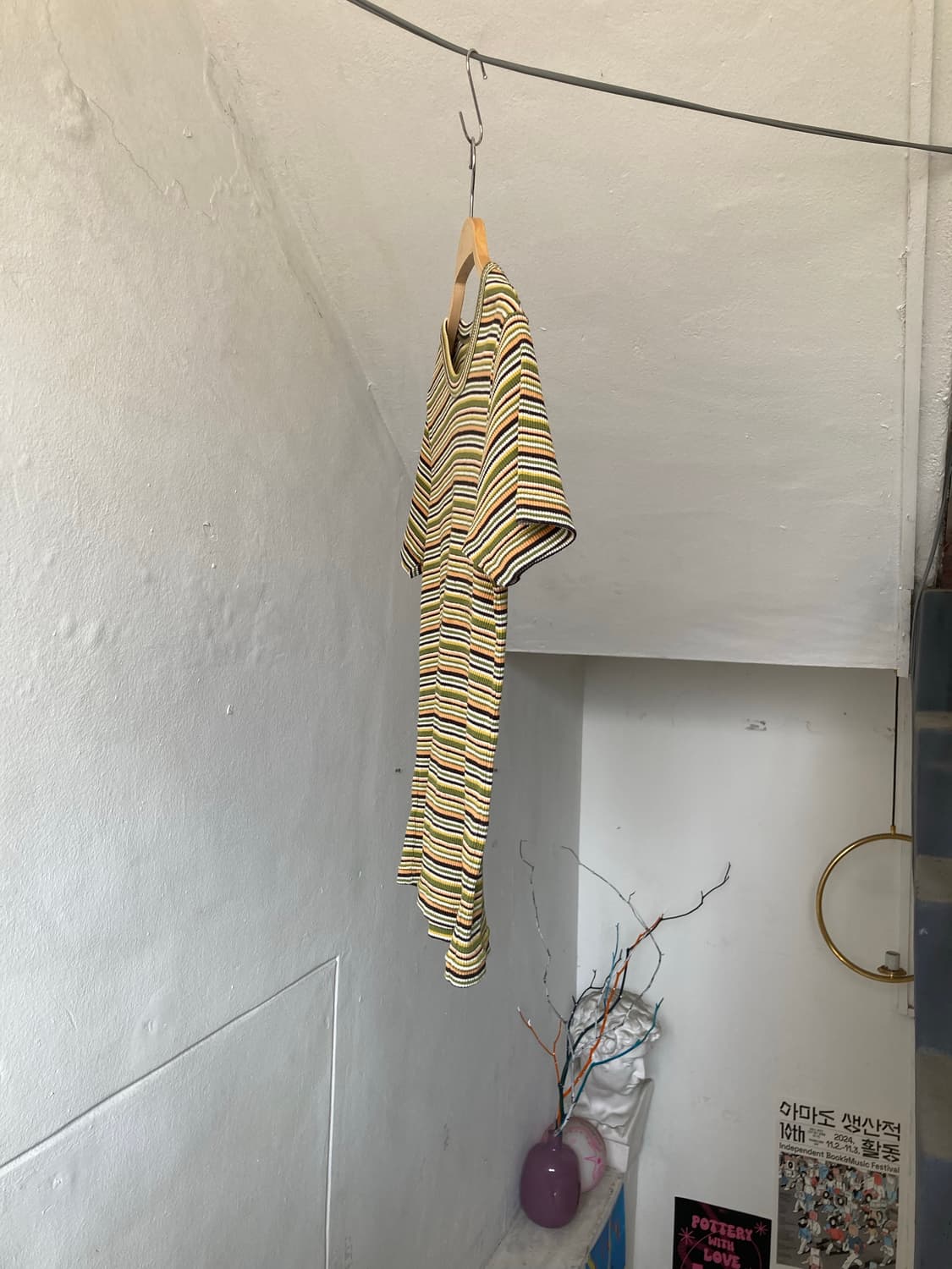 봄느낌 완두콩 스트라이프 반팔 니트 상품이미지4