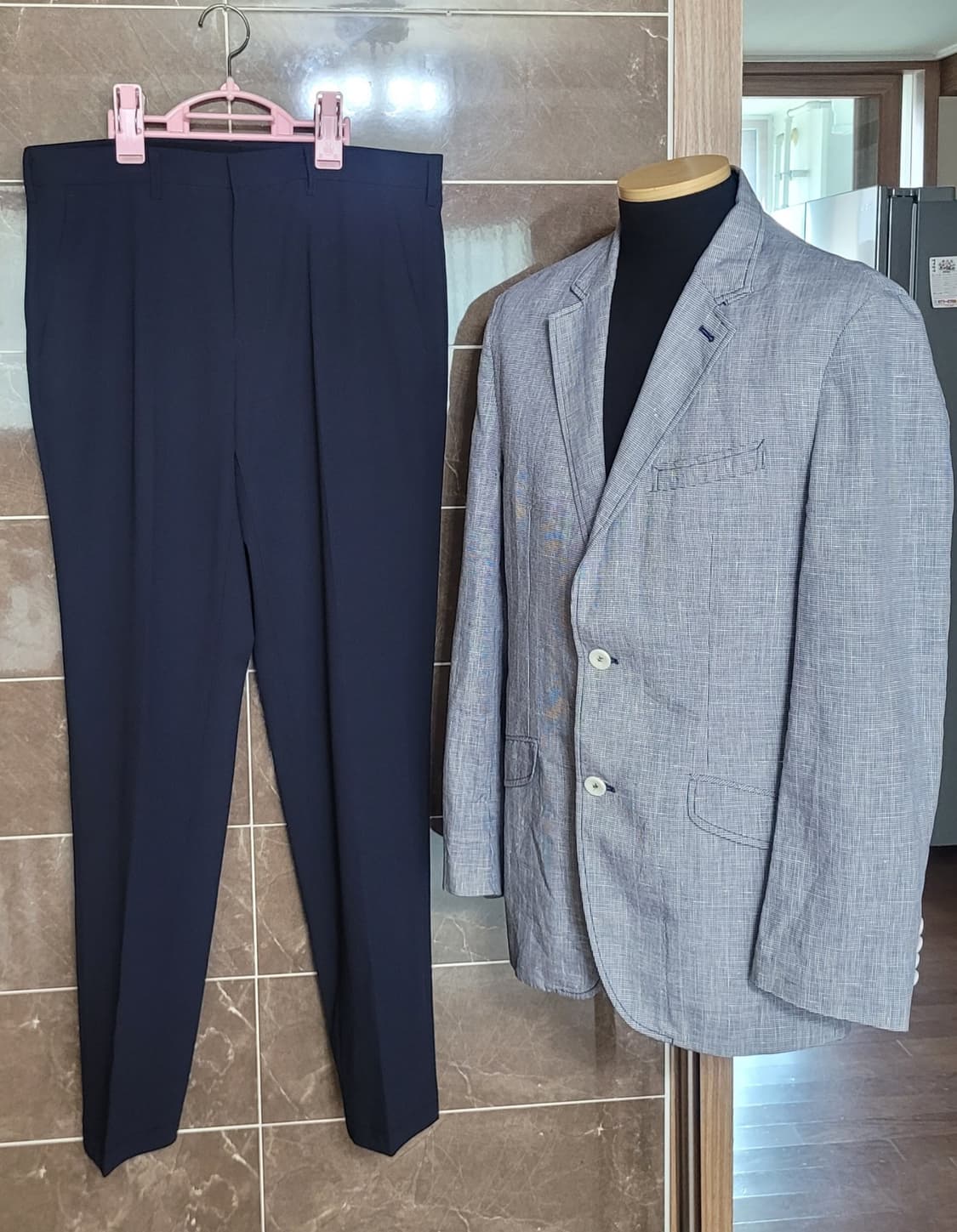 (남성32인치)페리제이슨 네이비 슬랙스(지지미천) 상품이미지1