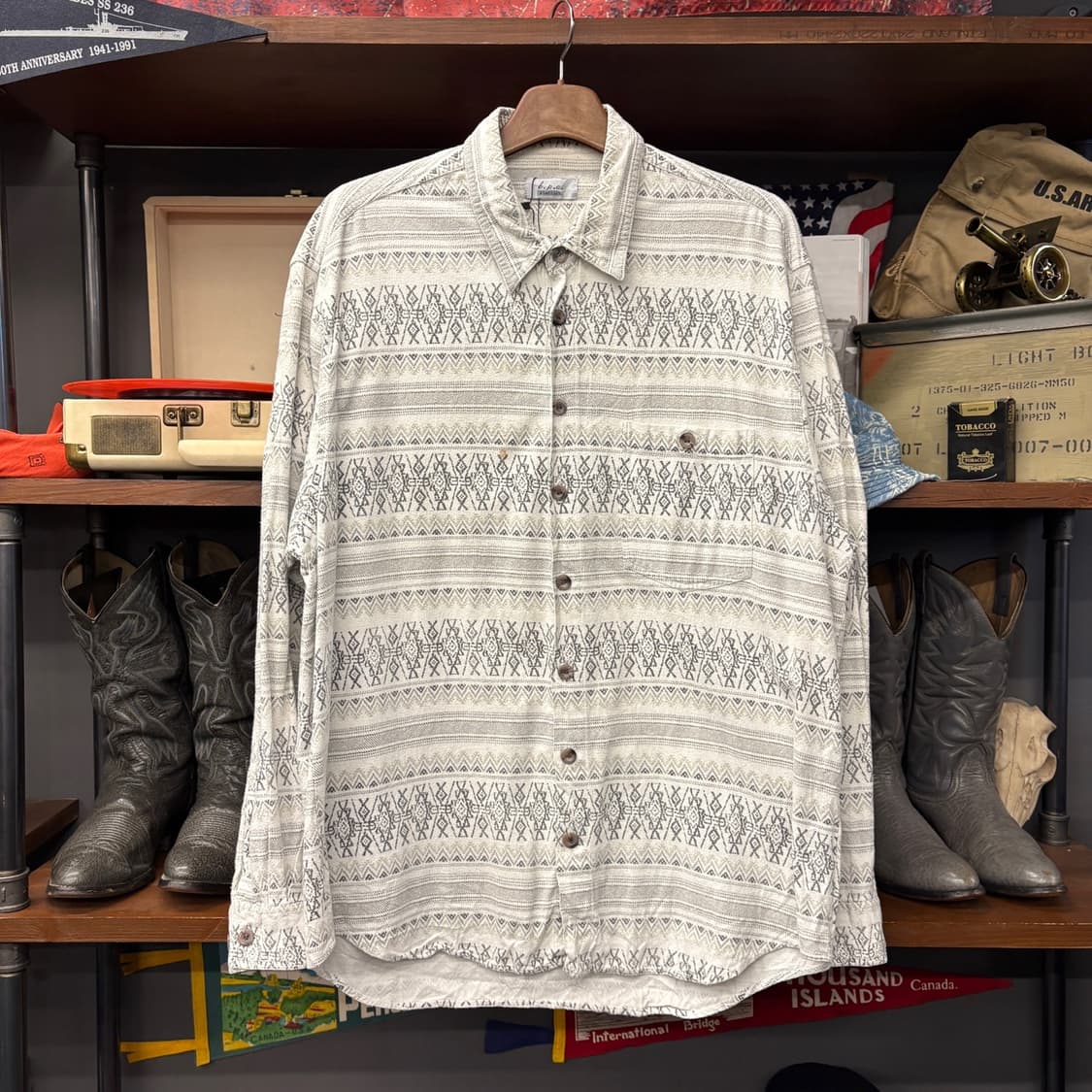 90s b.p.c 클래식스 자카드 에스닉 패턴 코튼셔츠 N1122 상품이미지1