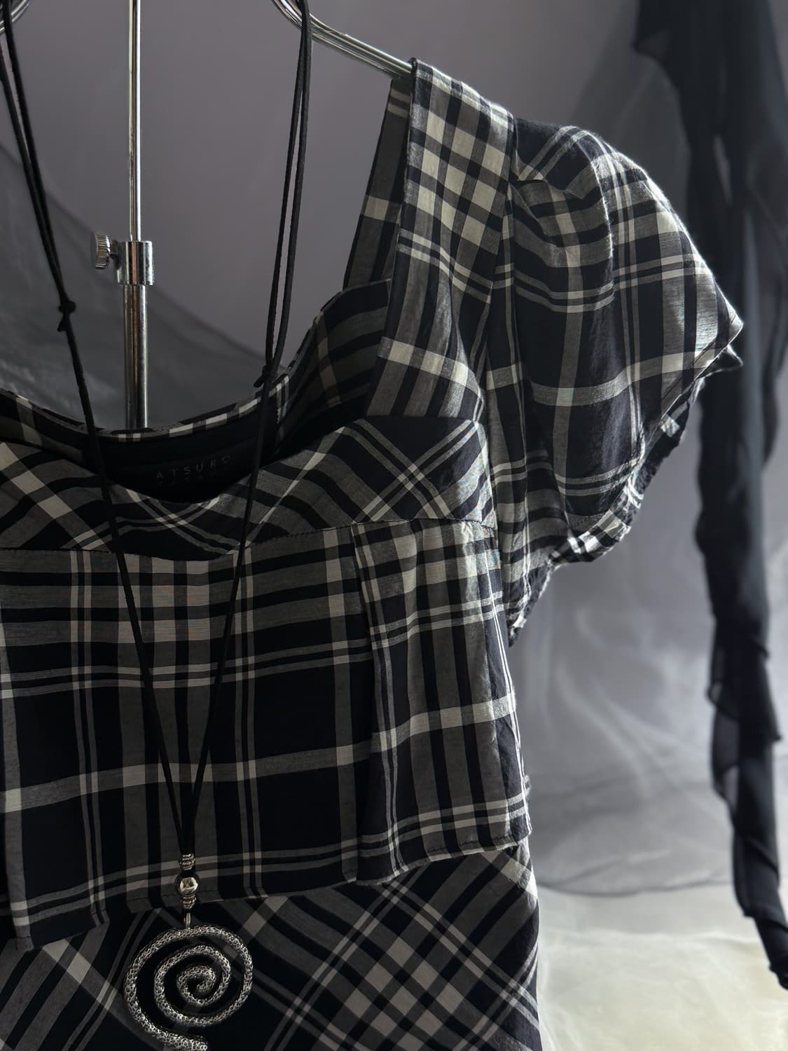 Tartan Square Neck Tiered Dress 0210 상품이미지3