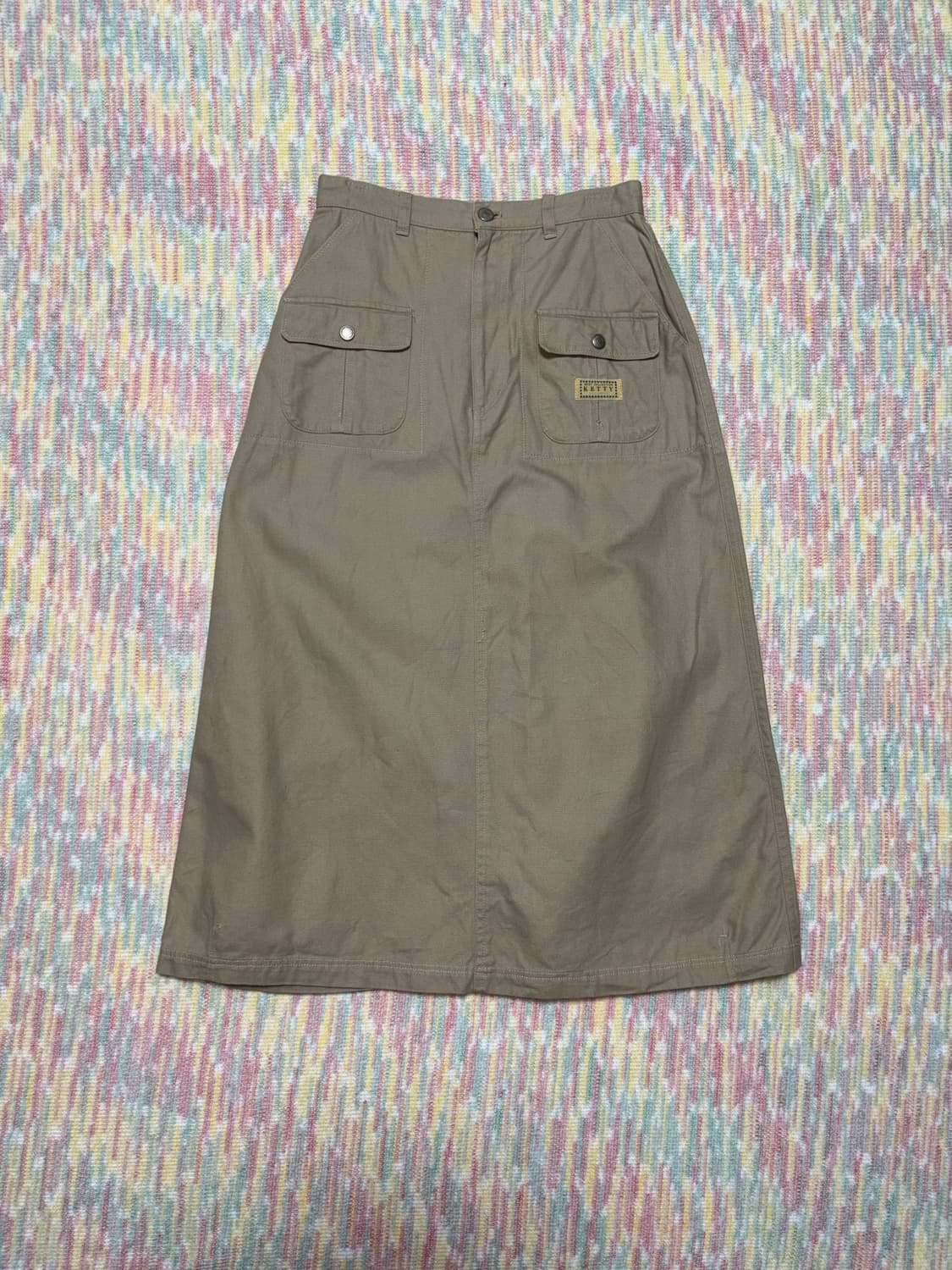 베이지 코튼 롱 스커트 상품이미지1