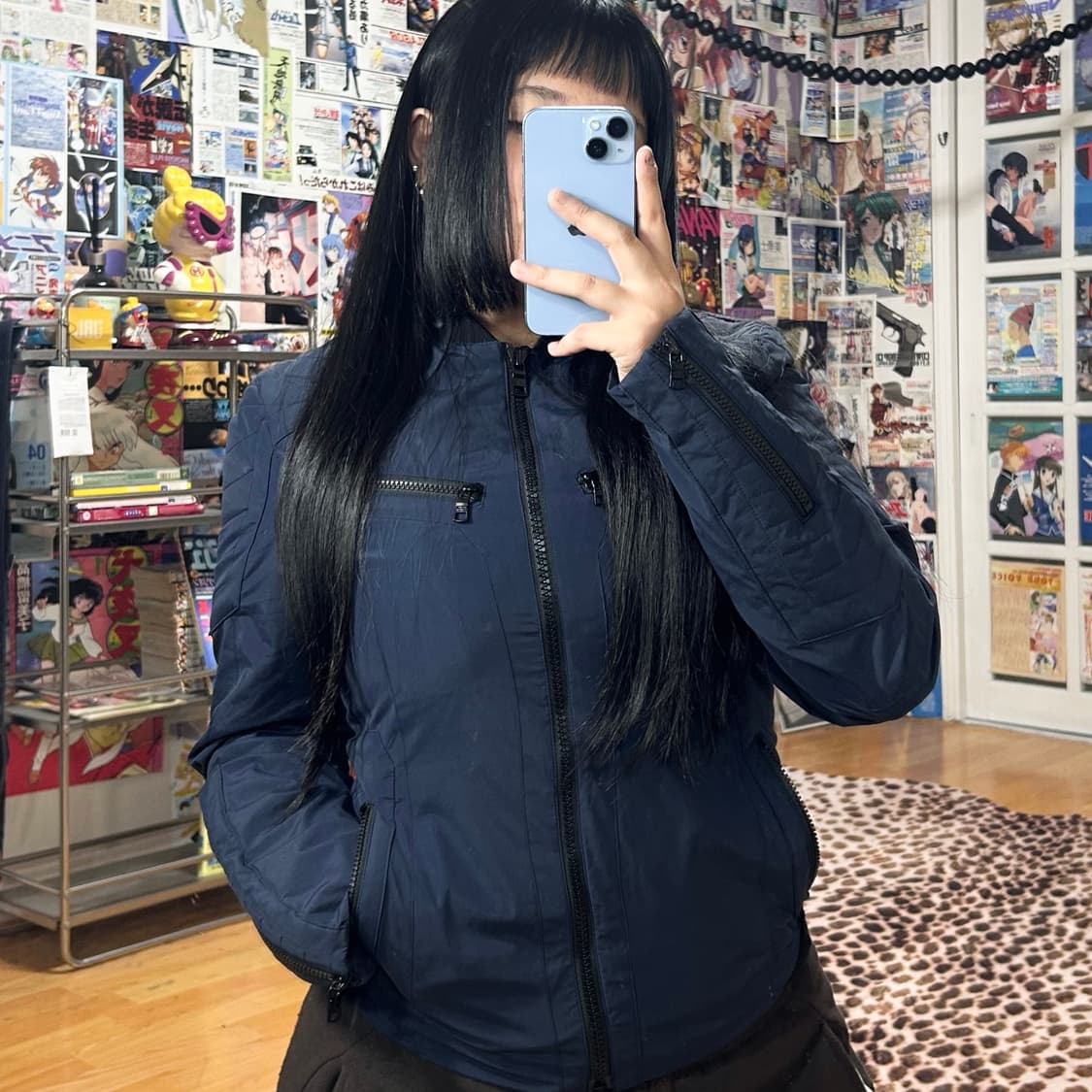 아르마니 익스체인지 네이비 패디드 바이커 무드 자켓 상품이미지1