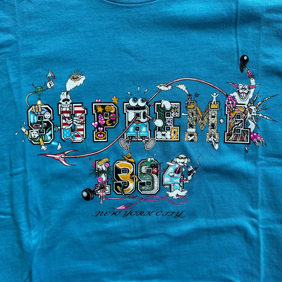 슈프림 바시티 티셔츠 블루 XL 상품이미지3