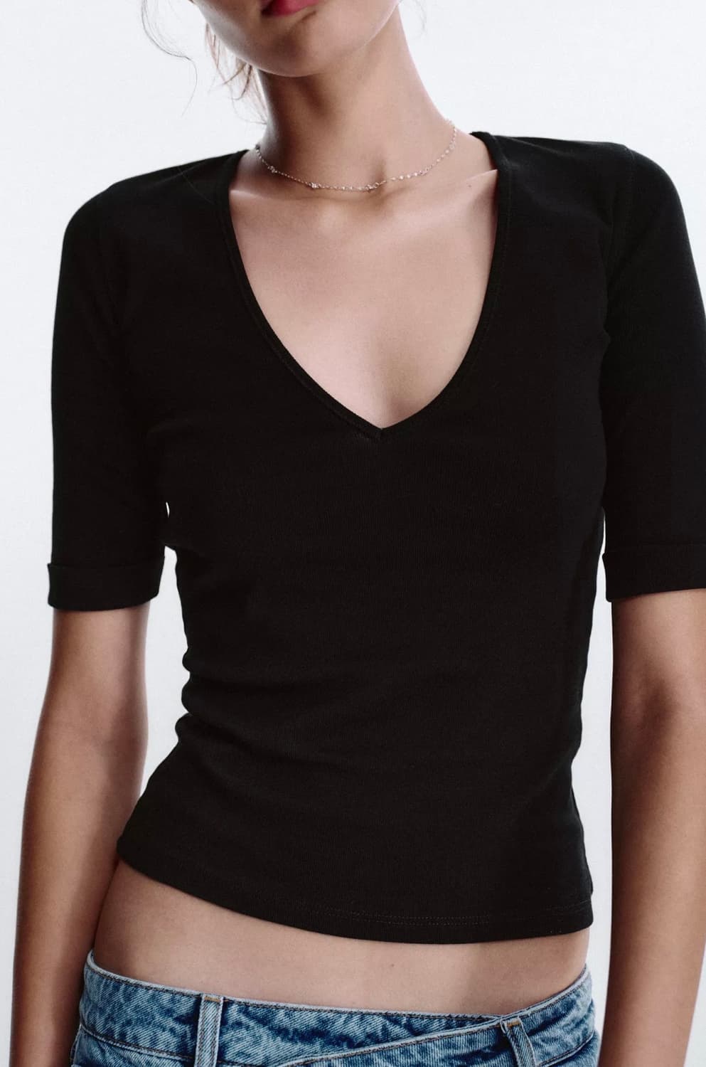 ZARA 자라 워싱면티셔츠, 자라 브이넥 티셔츠 상품이미지4