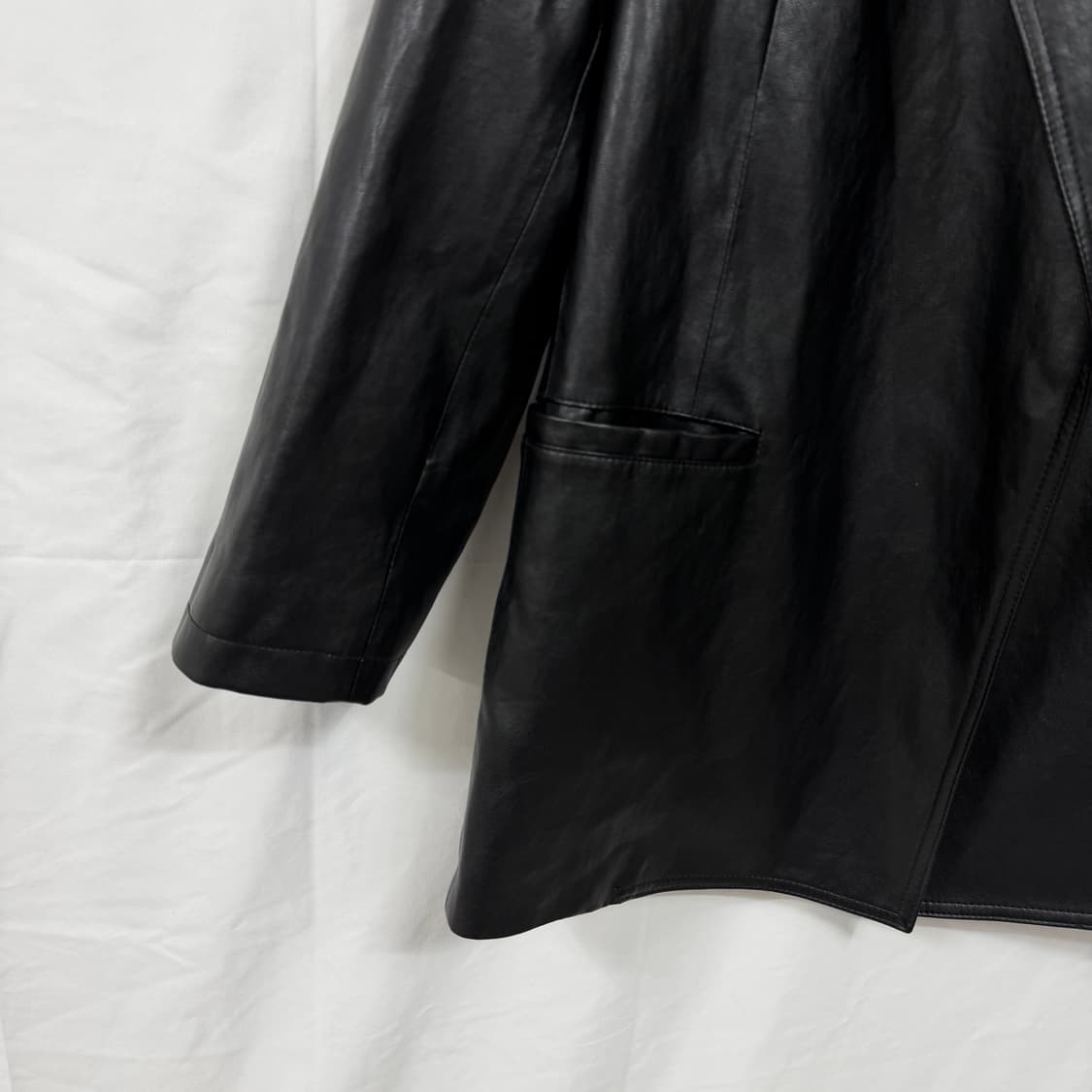 유로모피 Meterial Lap 싱글 블랙 레더 자켓 상품이미지4