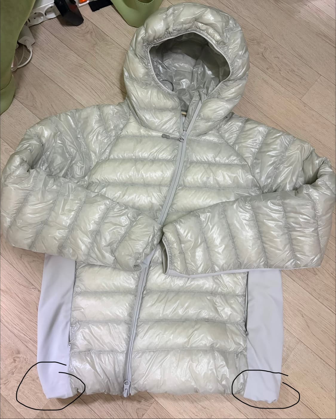 오호스 라이트 다운 후드 재킷 경량패딩 그레이 상품이미지2