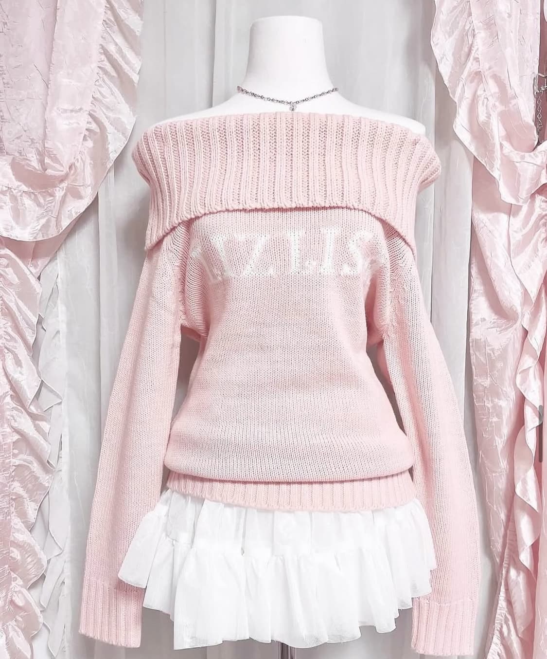 리즈리사 고전 오프숄더 니트 상품이미지1