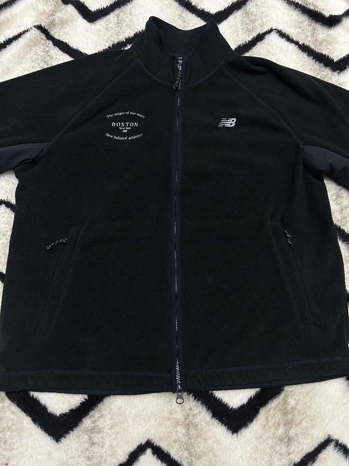 [M]뉴발란스 보스턴 클래식 플리스 집업/블랙 상품이미지3
