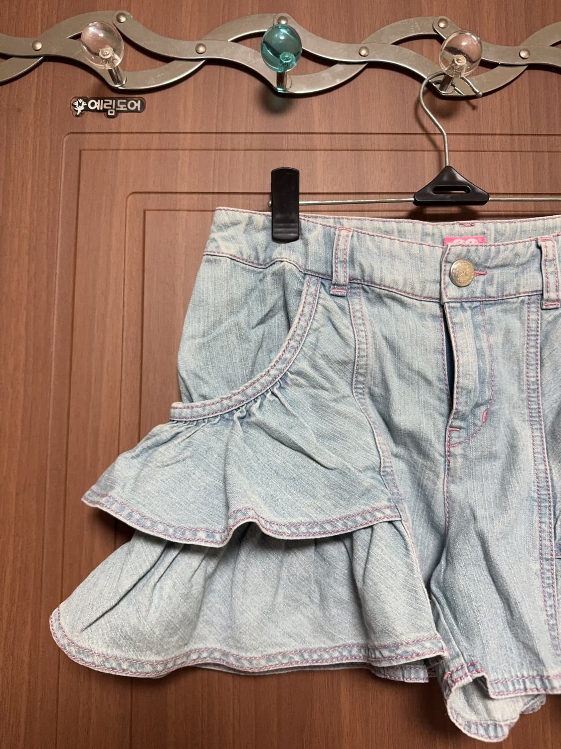 모리걸 헤이세이 갸루 일본 빈티지 메조피아노 데님 연청 프릴 리본 스커트 상품이미지2