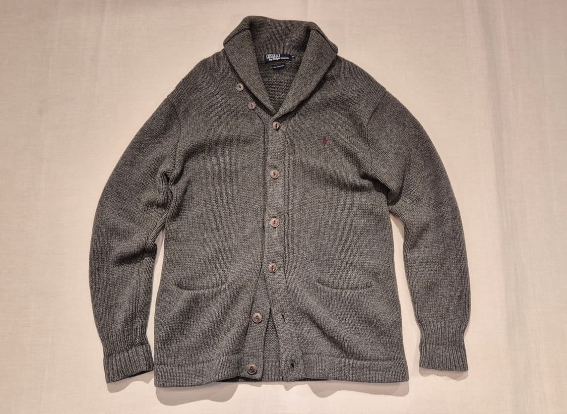 90s 폴로 랄프로렌 숄카라 가디건 100 그레이 상품이미지5