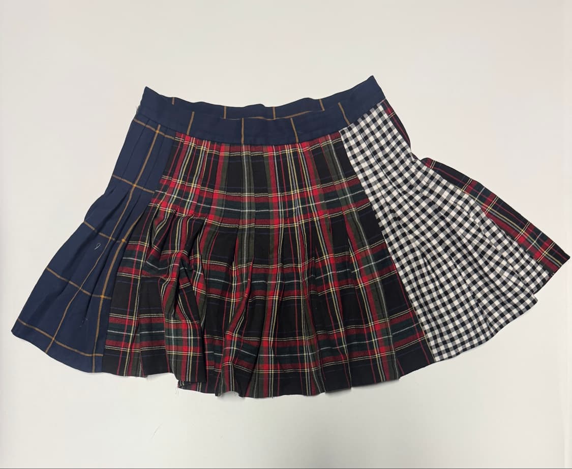 자라 ZARA 우먼 멀티 타단 체크 믹스 플리츠 스커트 치마 상품이미지3
