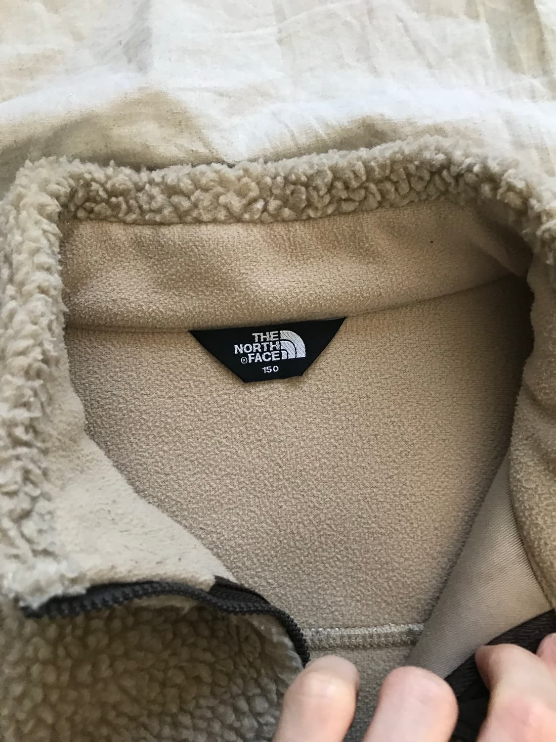 노스페이스 로고 베이지 플리스 집업 상품이미지7