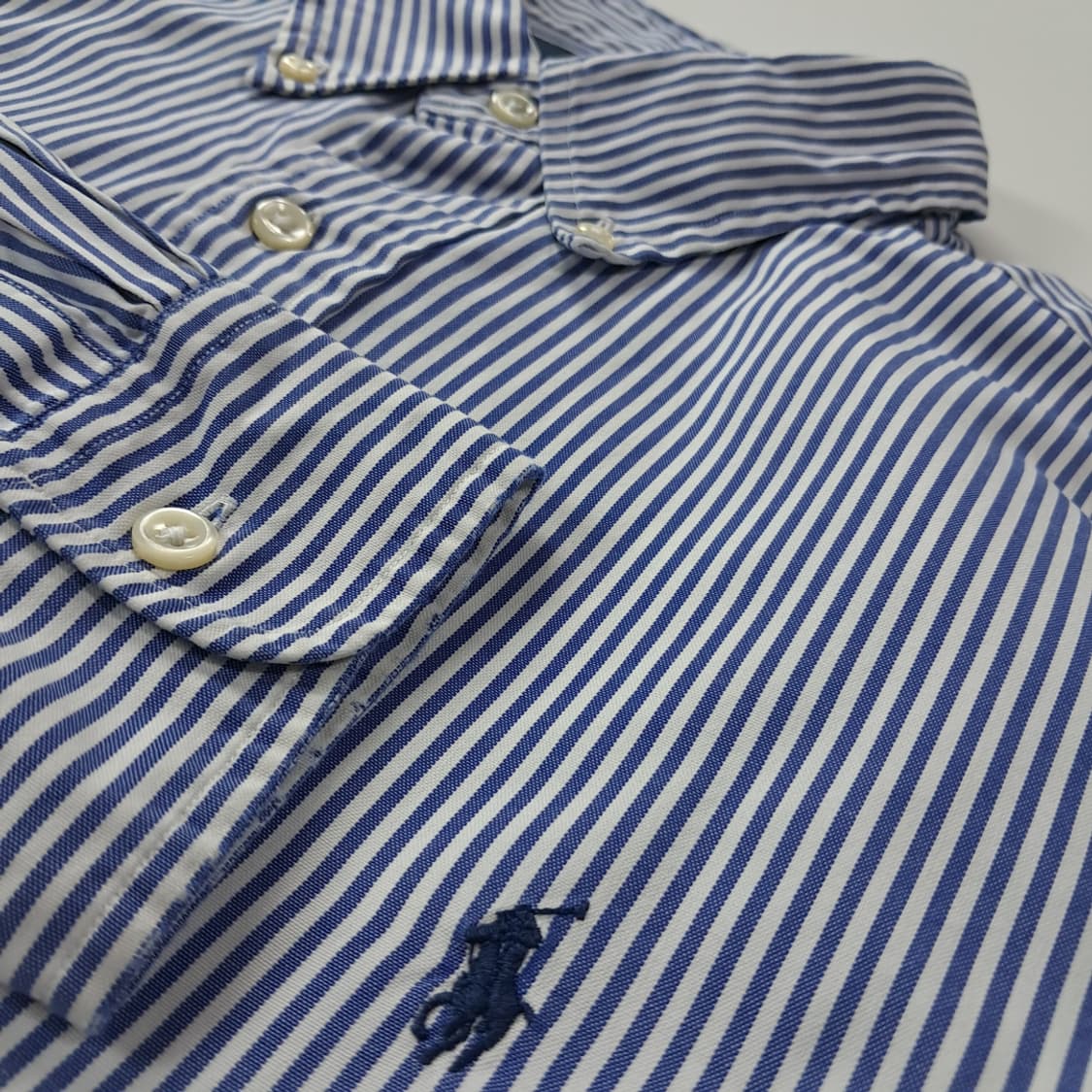 CJ677 M 폴로 클래식핏 블루 스트라이프 셔츠 남방 상품이미지4