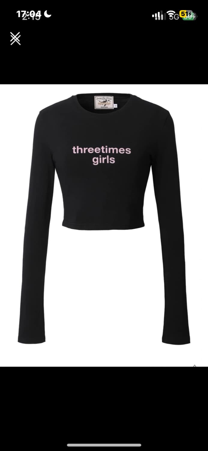 [M] 쓰리타임즈 tht girls tee black 상품이미지1