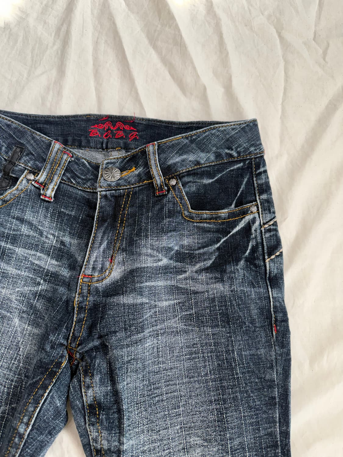 펑크 락시크 크랙워싱 부츠컷 데님 팬츠 상품이미지5