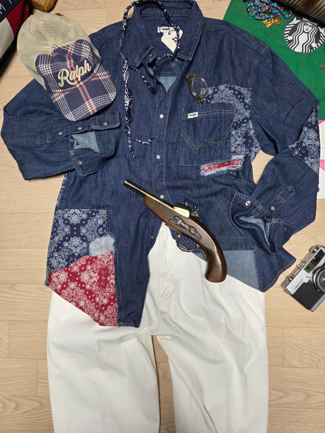 (새상품)WRANGER 데님셔츠 청남방 셔츠 웨스턴 포켓 상품이미지3