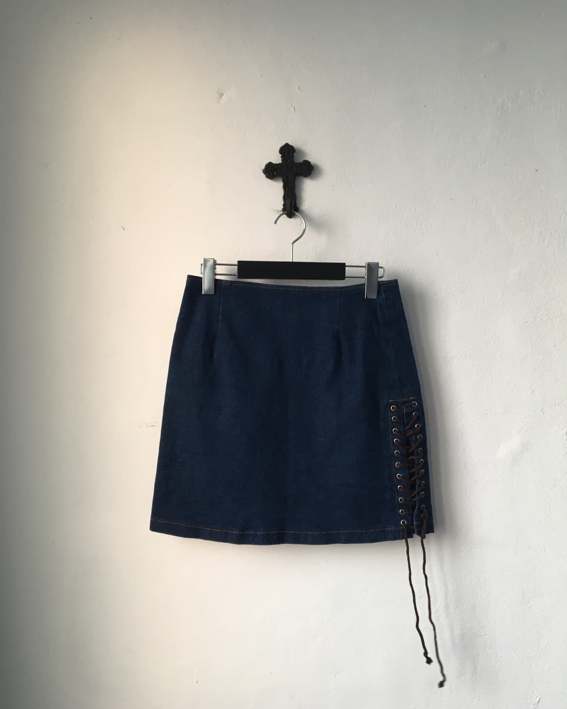 Lace up point denim mini skirt 상품이미지2