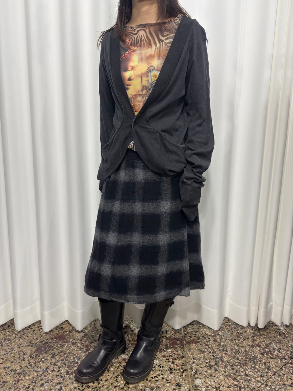 check midi wool skirt 상품이미지5