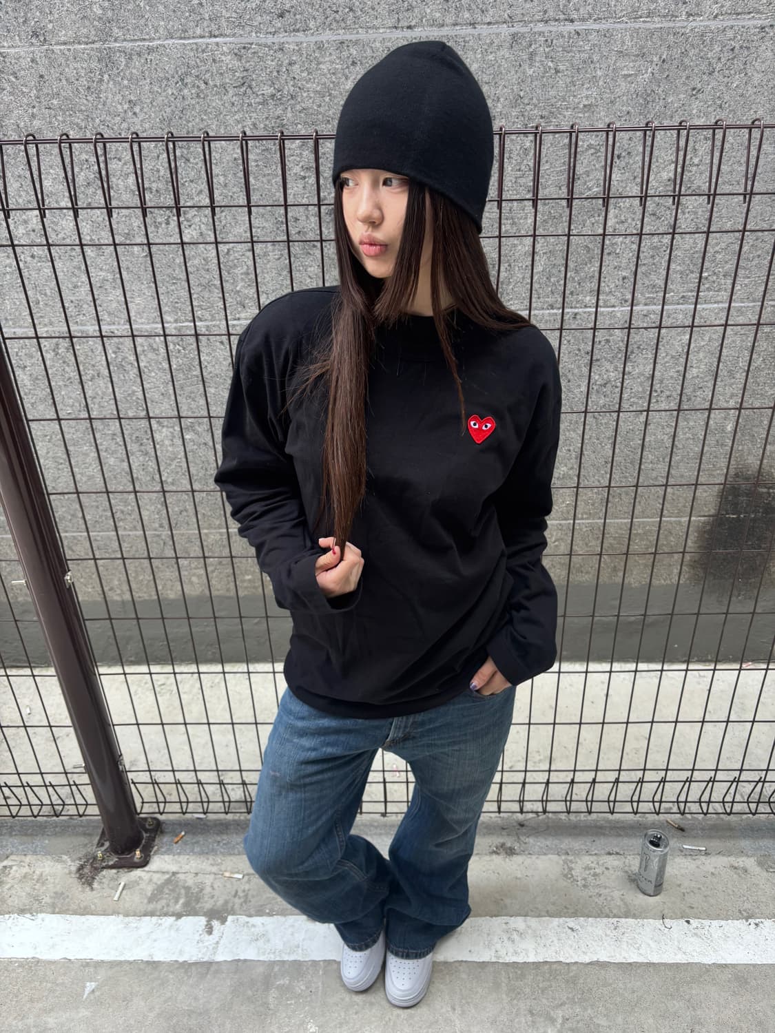 꼼데가르송 플레이 블랙 하트 긴팔티 상품이미지1