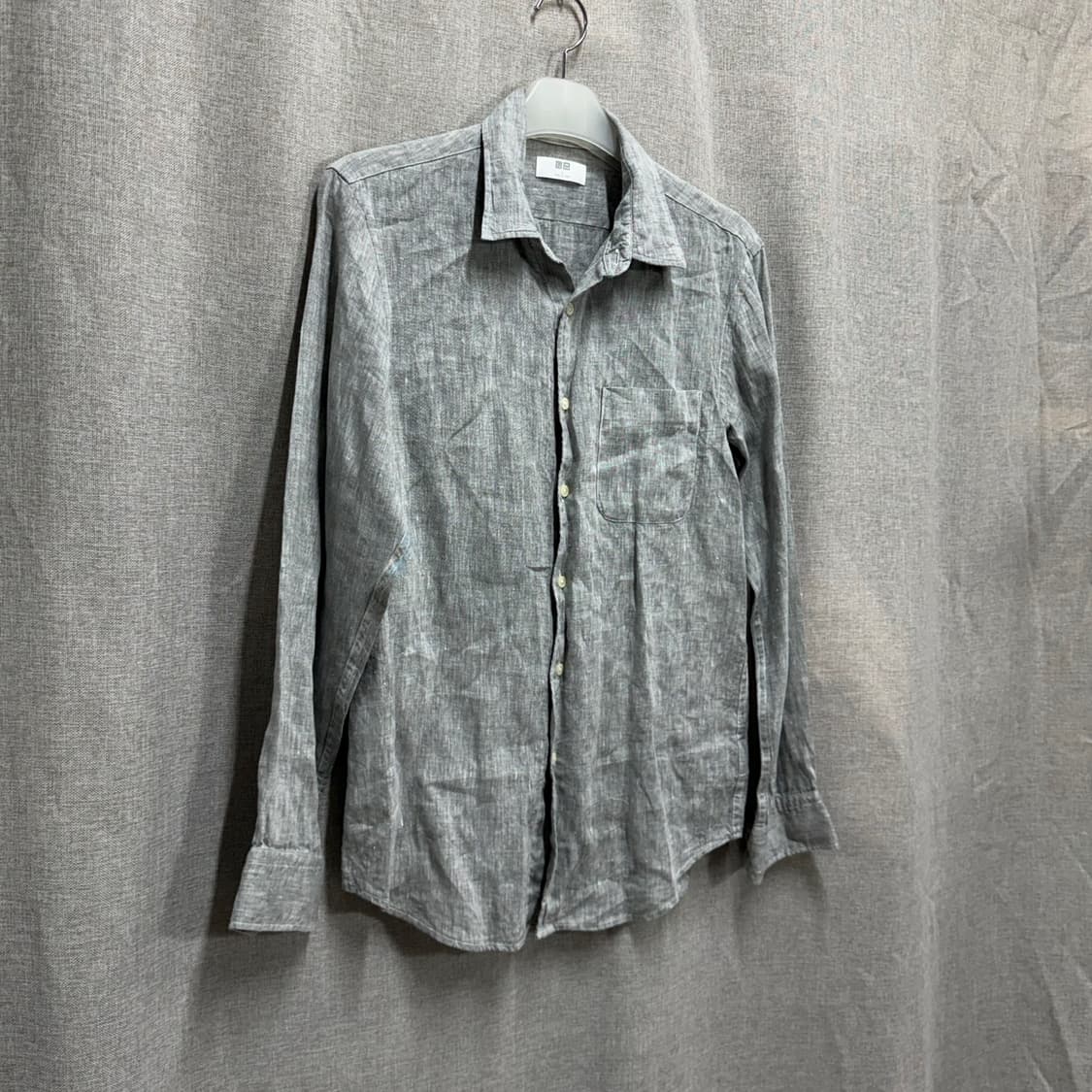 [L] 유니클로 린넨 마 셔츠 남방 그레이 상품이미지2
