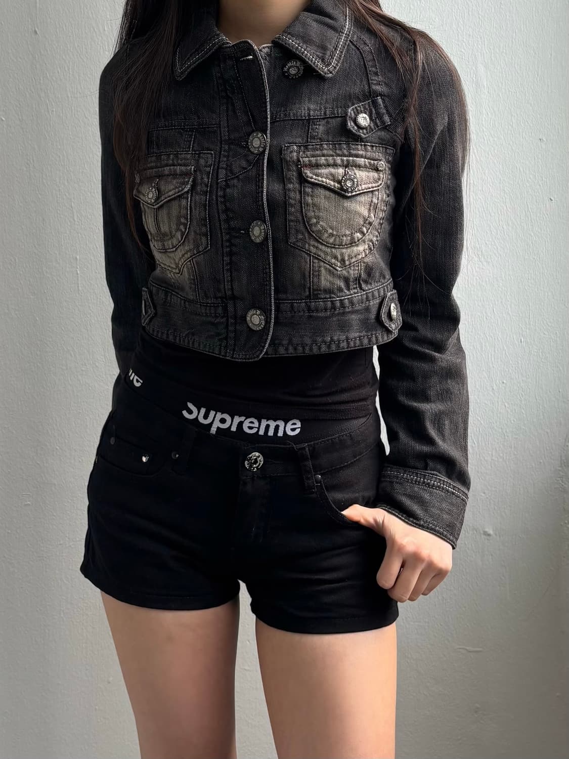 Vintage Denim Crop Jacket 상품이미지2