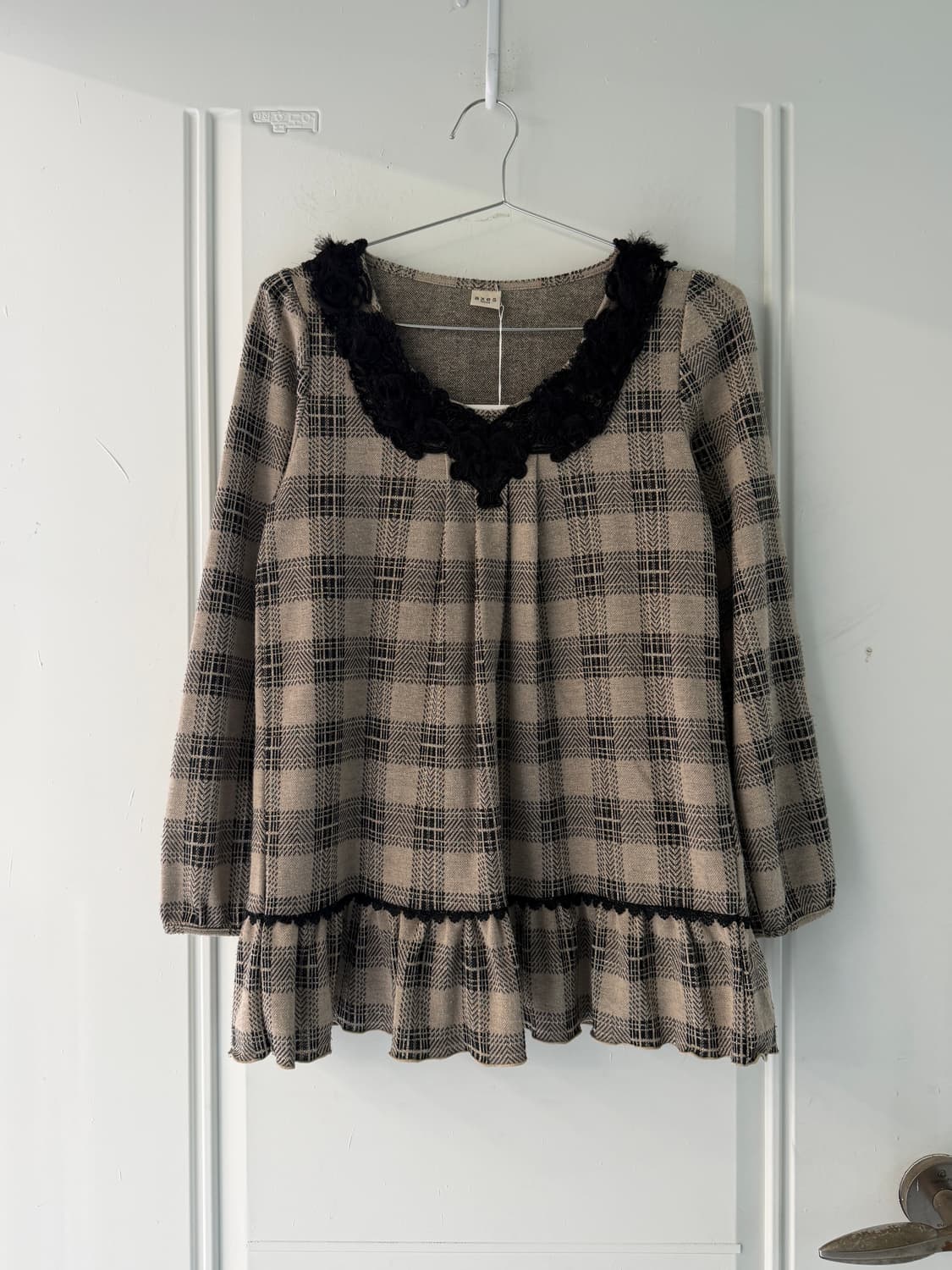 일본빈티지 엑시즈팜 체크 프릴 블라우스 상품이미지5