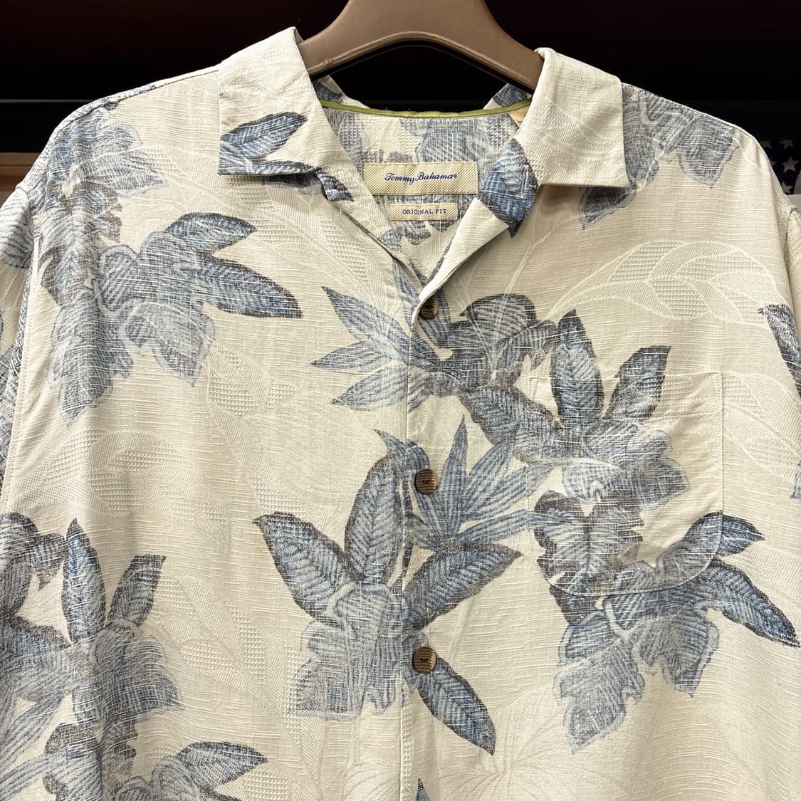 00s 토미바하마 퓨어 실크 플로럴 자카드 하와이안 셔츠 N1271 상품이미지3