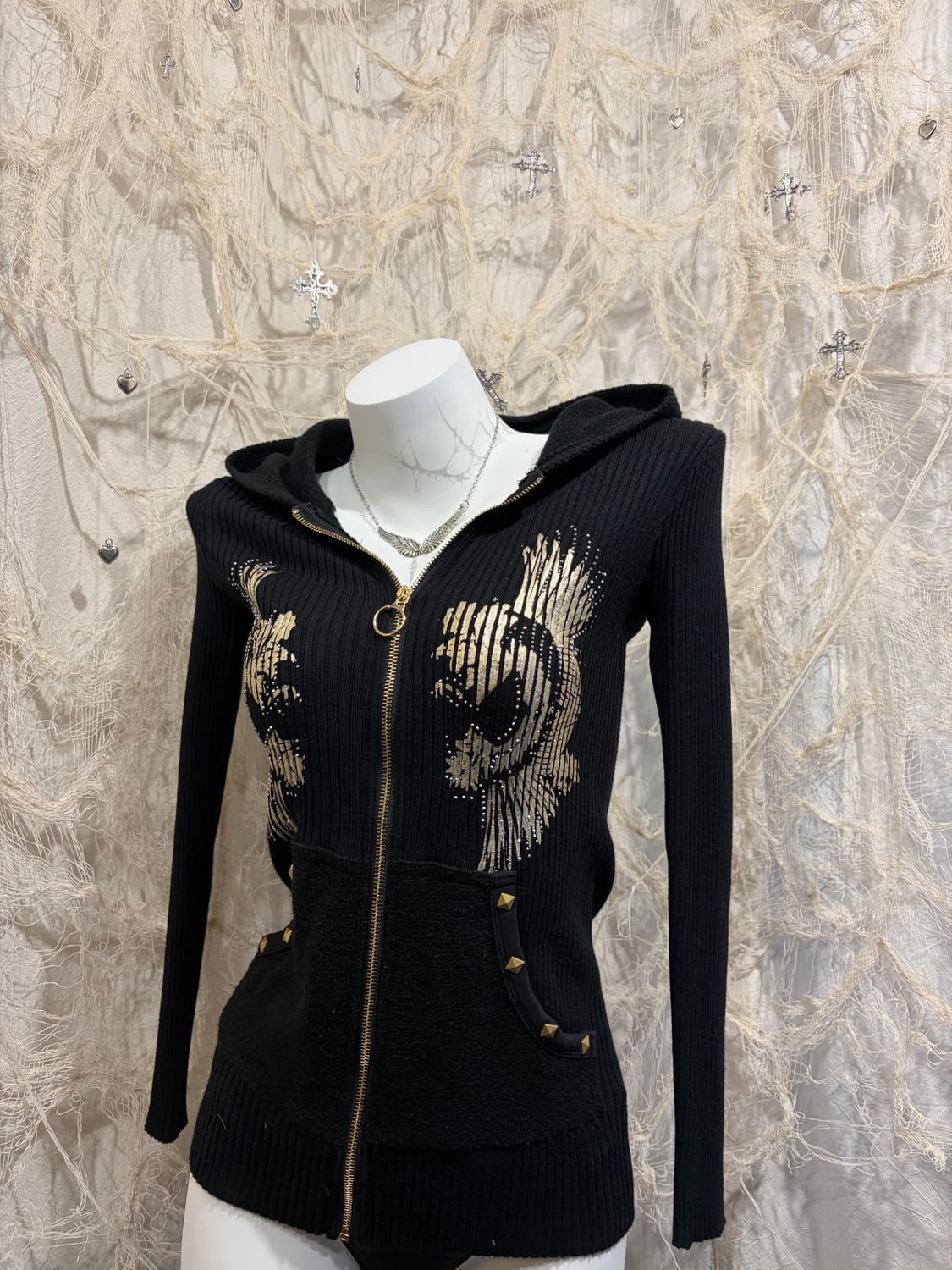 Y2K Gothic Oriental cubic hoodie zip up 상품이미지6