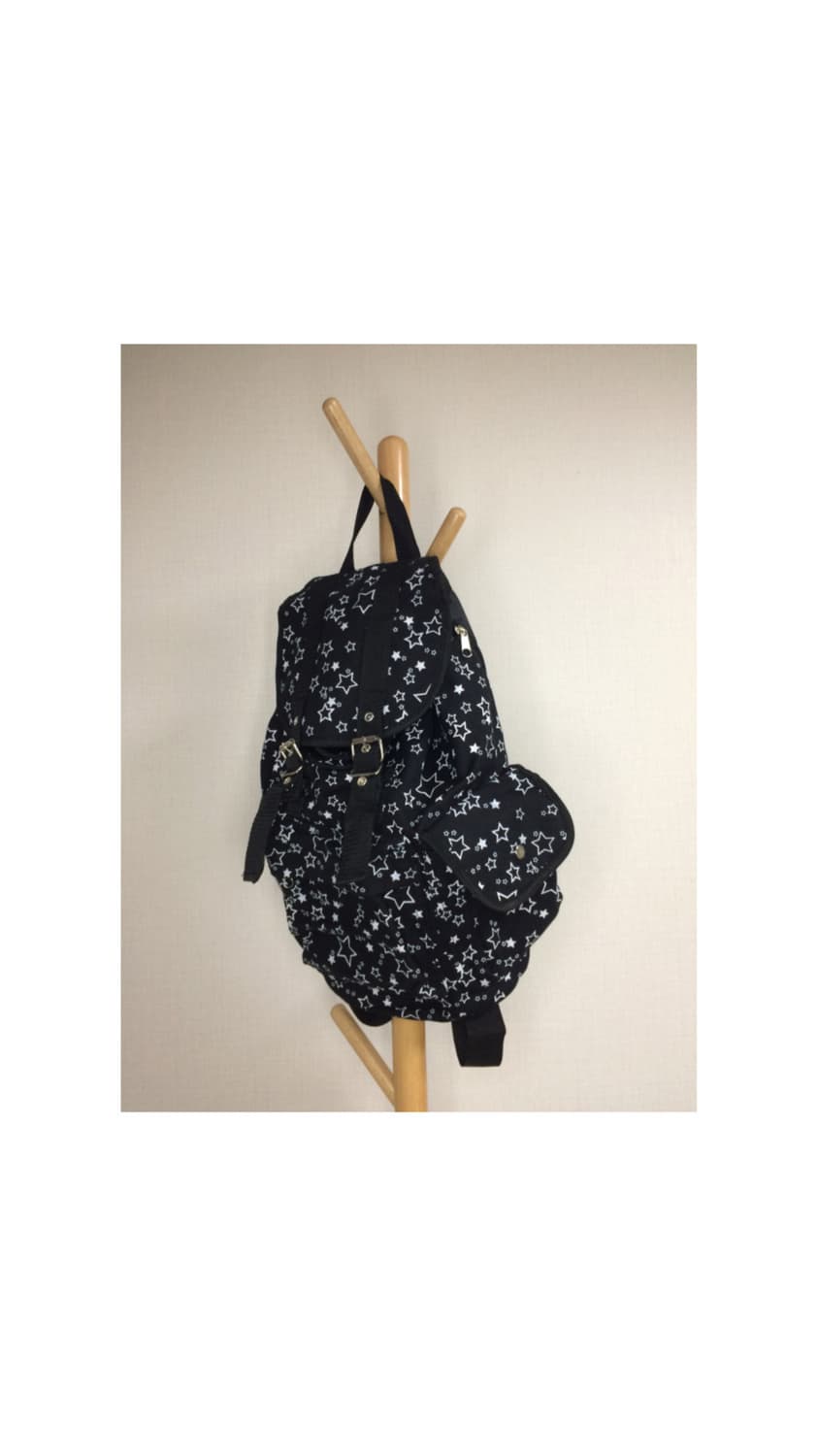 빈티지 블랙 별 무늬 패턴 백팩 상품이미지2