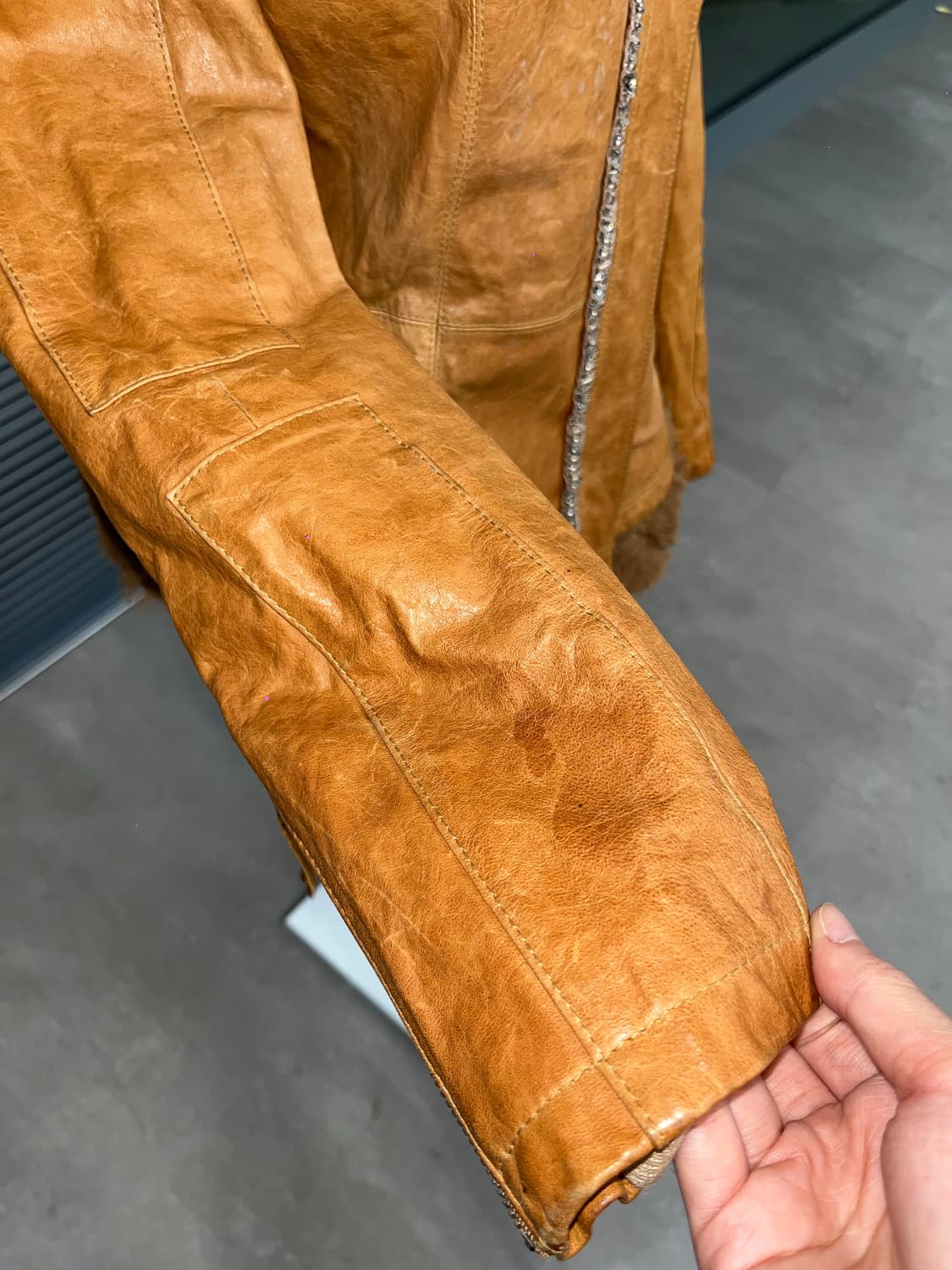 Japanese vintage orange leather jacket 상품이미지6